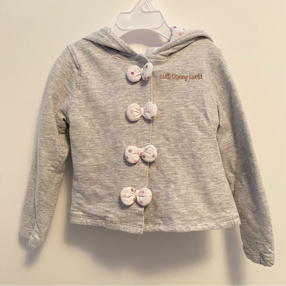 Disney Parks Toddler Girls Minnie Mouse Polka Dots & Bows Hooded Jacket Size 2T